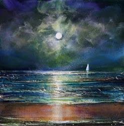 painting nighttime beach moon seascape paintings toni spiritual grote june heart textured artist yours scenes scene moonlight acrylic 6x6 landscape