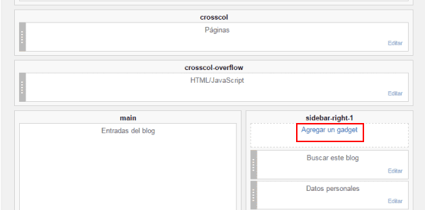 Agregar un Gadget en Blogger