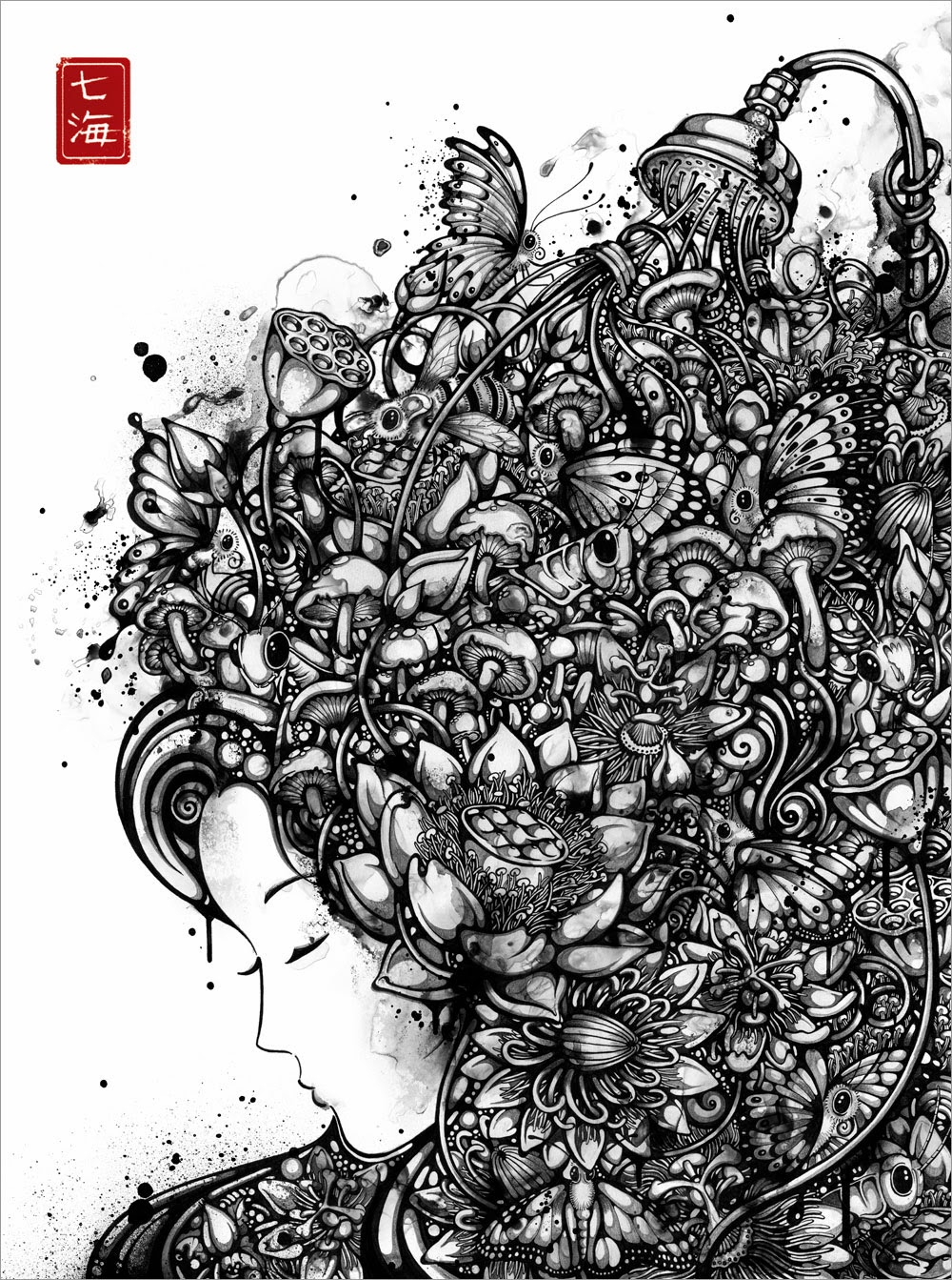 04-Flower-Shower-Nanami-Cowdroy-Splashes-of-Ink-Drawings-www-designstack-co