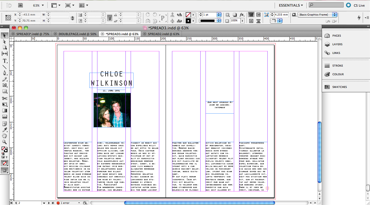 Design Practice InDesign...Chloe Double Page Spread.