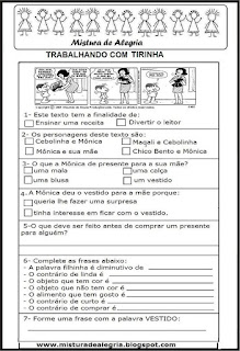 Tirinha Atividade com tirinha