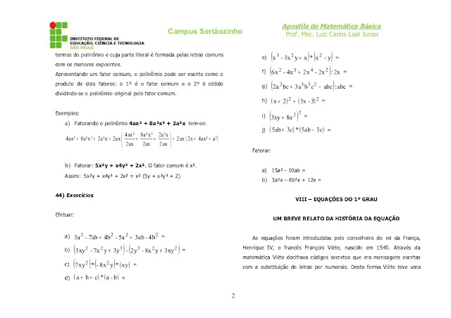 APOSTILA MATEMÁTICA BÁSICA