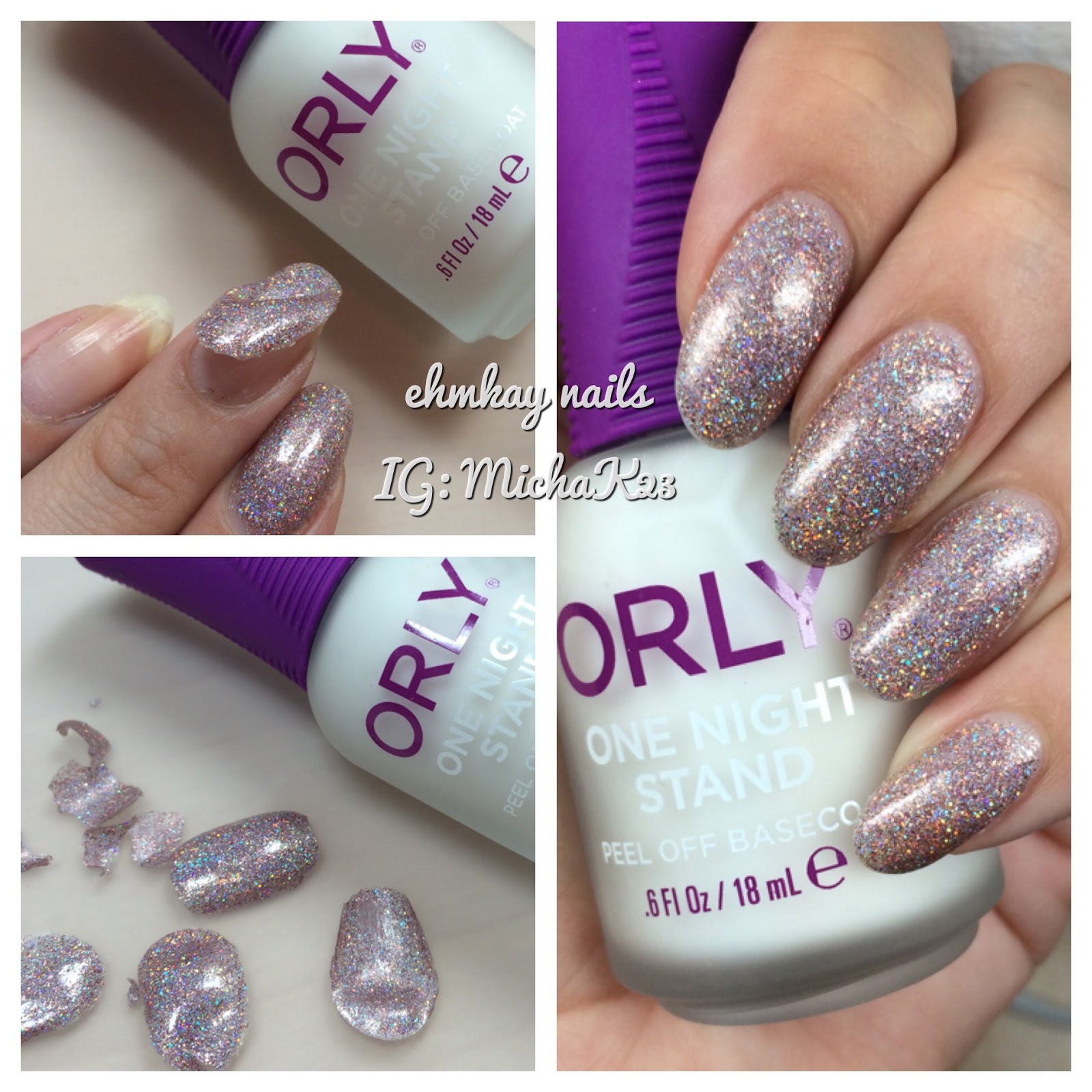 ehmkay nails ORLY One Nail Stand Peel Off Base Coat Wear Test and Review