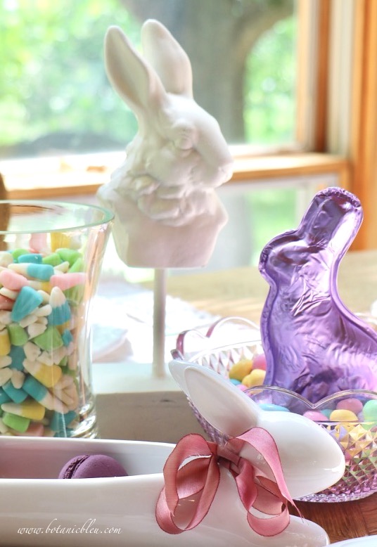 Easter candy treats as dessert table centerpiece