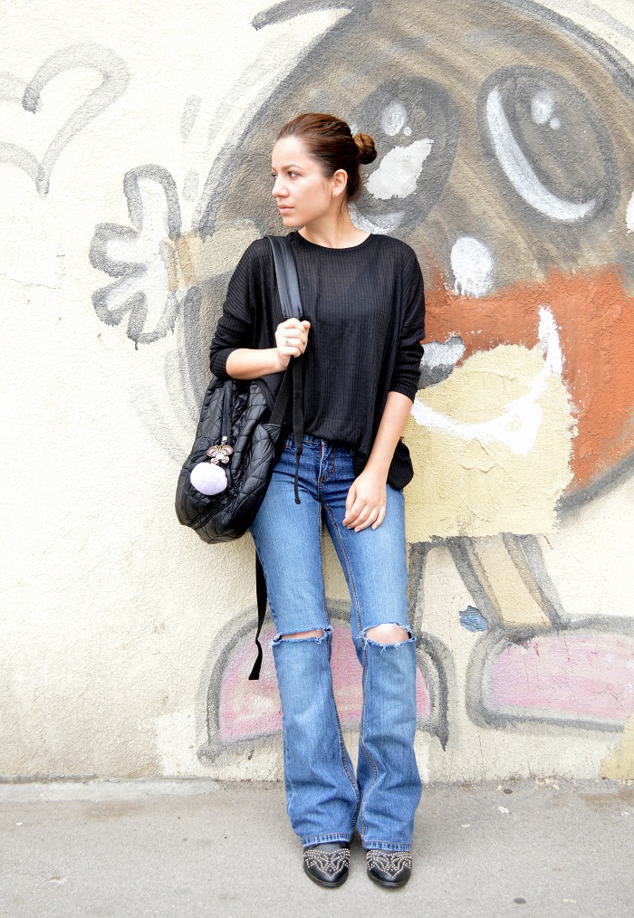 eds by esprit, esprit jeans, flared jeans, outfit, thrifted flared jeans