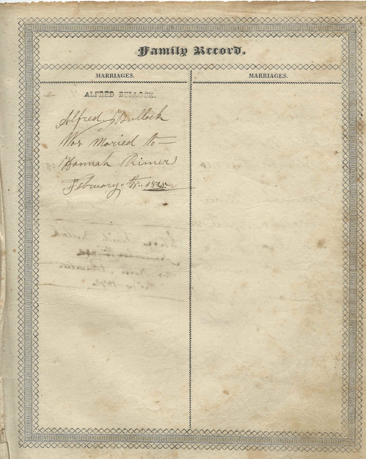 Heirlooms Reunited: Family Bible with Records of Alfred Bullock and ...