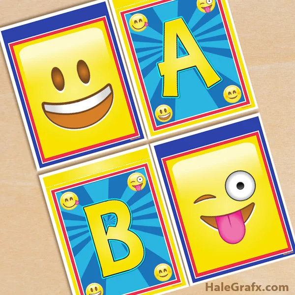 Banderines con Alfabeto Emoji para Imprimir Gratis. 