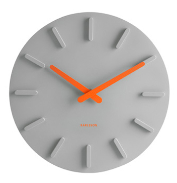 wall clock - gray with orange hands