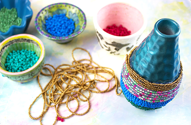 creating with jules: beaded bottle