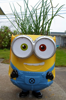 minion chive planter-recycled easter basket