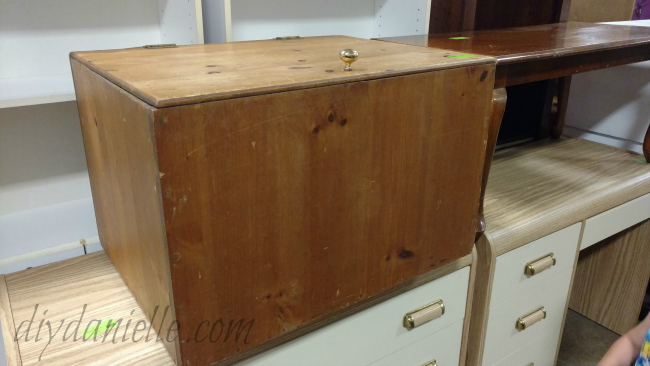 Before picture on the toy box. This was a thrift store find. Turning this thrift store box into a toy box was easy.