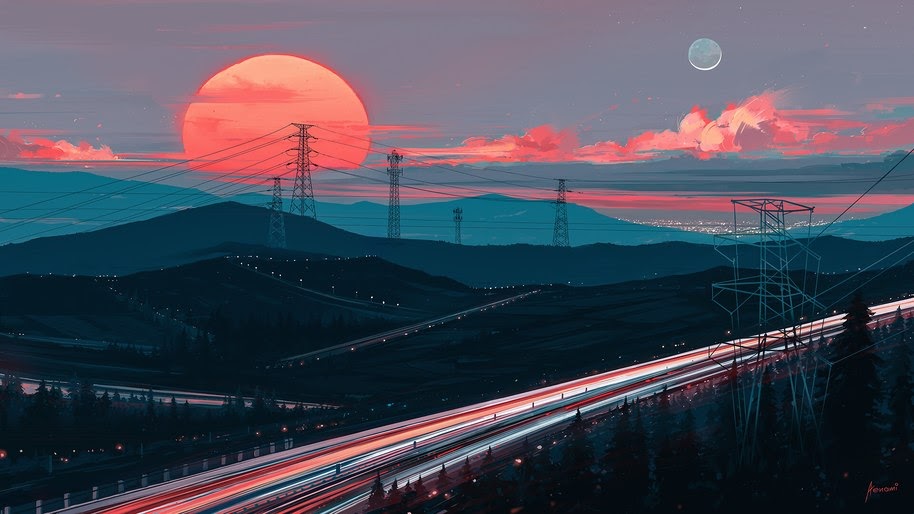 Sunset, Digital Art, Scenery, 4K, #105