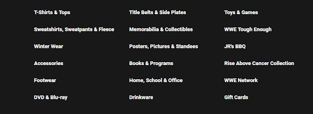 WWE March Categories List Wrestling Merchandise Options
