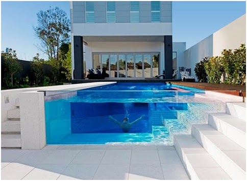 above ground pool with glass wall