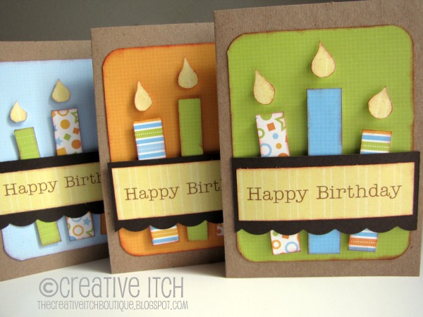 creative itch paper pieced candle birthday card