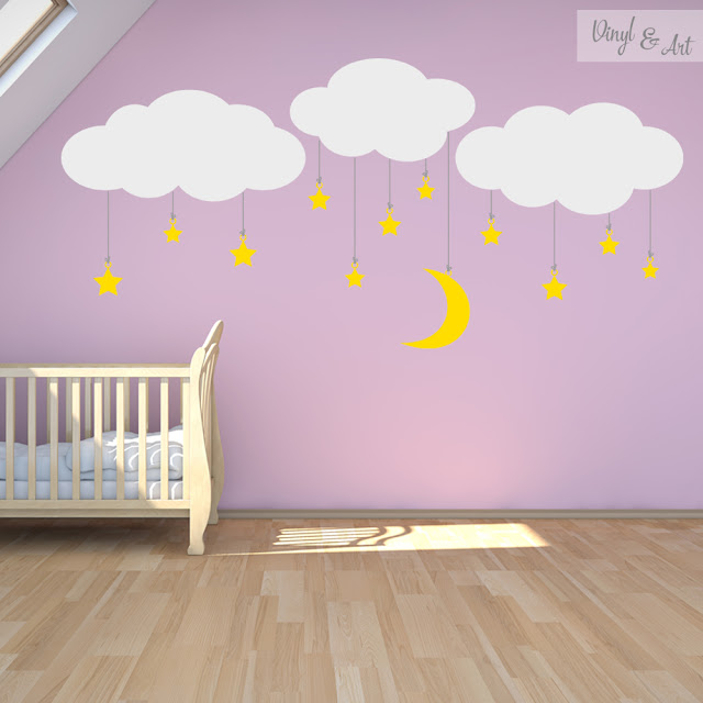 Vinilo-adhesivo-decorativo-infantil-vinylandart-Luna y Estrella