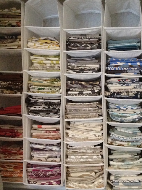 Fabric Storage Organization Ideas featured by top US sewing blog, Flamingo Toes.