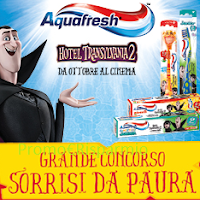Aquafresh ti fa vincere fantastici premi con '' Sorrisi da paura'' Logo Aquafresh ti fa vincere fantastici premi con '' Sorrisi da paura''