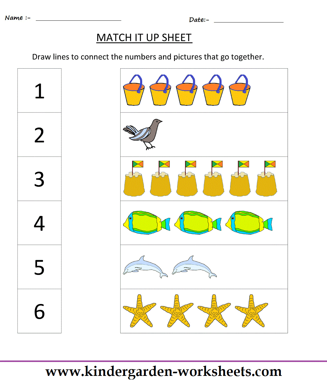 Kindergarten Worksheets: Maths Worksheets - Matching worksheets