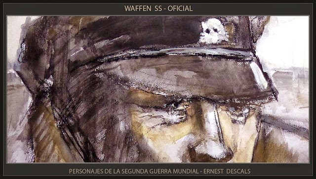 WAFFEN SS- PINTURA-ARTE MILITAR-SEGUNDA GUERRA MUNDIAL-PERSONAJES-OFICIAL-FRAGMENTOS-ARTISTA-PINTOR-ERNEST DESCALS