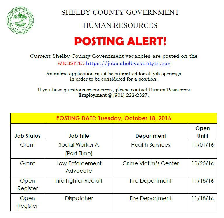 Midsouth Job List Shelby County Government Jobs