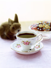 Cup of Coffee, Easter Biscuits and Plush Bunny