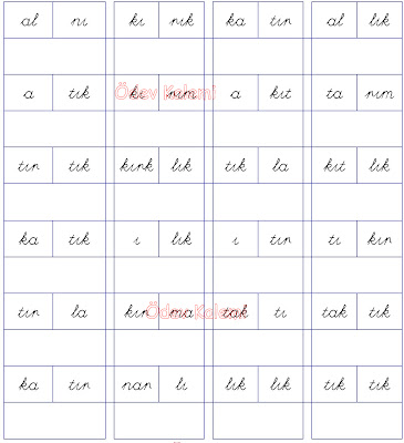 k I sesi Heceleri Kelimleri Tablo 3. Grup Harfler 1. Sinif Türkçe Dersi