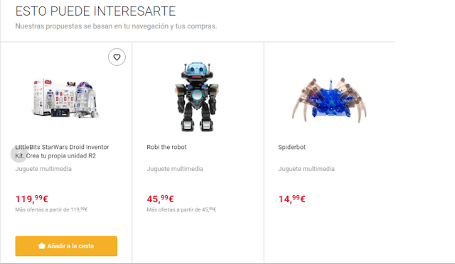 Ejemplo de recomendación basada en productos que suelen adquirirse de forma conjunta.y el historial de navegación /compras del cliente.