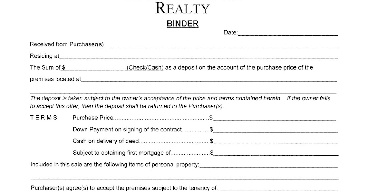 New York Real Estate Law THE FIRST STEP SHOUD YOU SIGN A BINDER