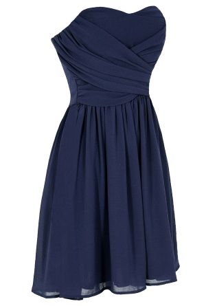 Stylish Strapless Blue Dress - Tips Collection