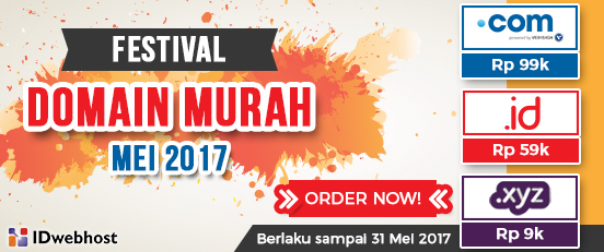 Festival Domain Murah IDWebhost Mei 2017 ~ Tempat Kursus Komputer di Jogja | Privat Komputer