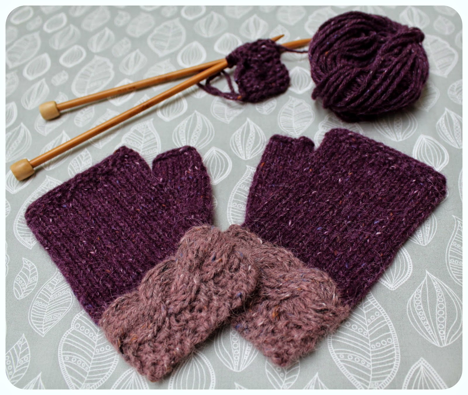 Hand Knitted Things Mulberry Fingerless Gloves