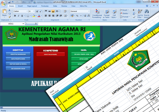 Aplikasi Raport dan Daftar Nilai Siswa Kurikulum 2013 MTs