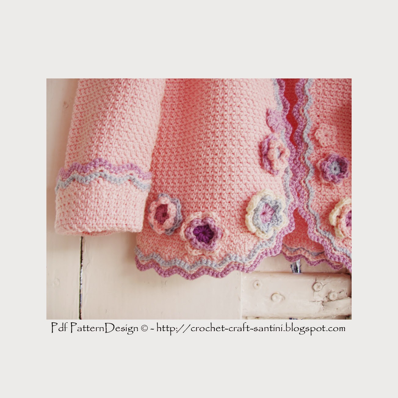PINK FLOWER CROCHET CARDIGAN WITH FLOWERS LITTLE GIRLDREAMS!