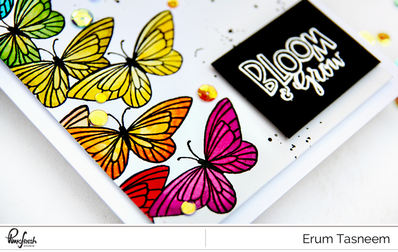 Pinkfresh Studio Bloom and Grow Stamp Set watercoloured with distress inks | Erum Tasneem | @pr0digyo