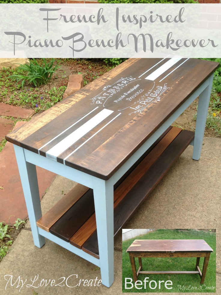 French Inspired Piano Bench Makeover, Piano Bench With Storage Plans