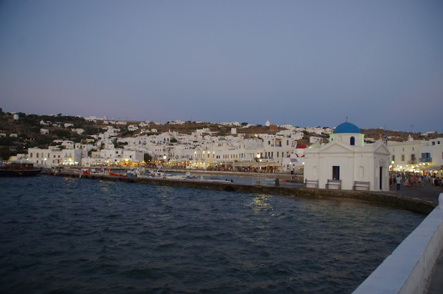 Mykonos Town from water Mykonos Town from water