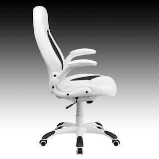 Side View Flash Furniture High Back White Leather Executive Swivel Chair with Flip-Up Arms