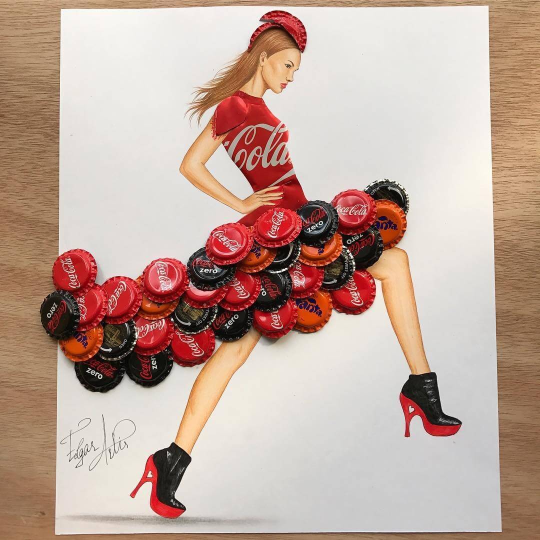 08-Coca-Cola-Bottle-caps-couture-Edgar-Artis-Drawing-with-Everything-Food-Art-and-More-www-designstack-co