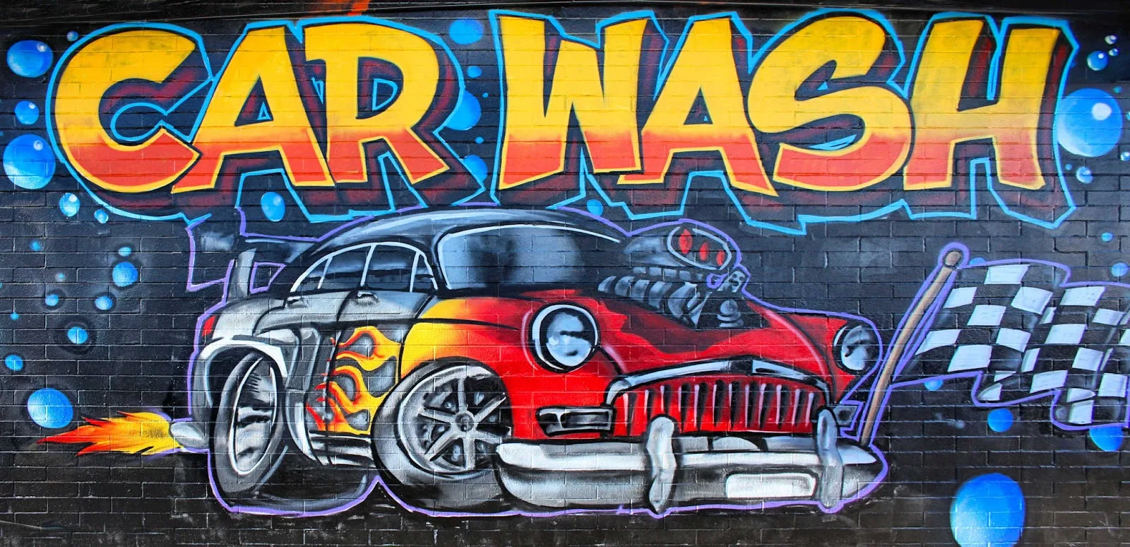 Captivating Car Wash Graffiti Scene in HD