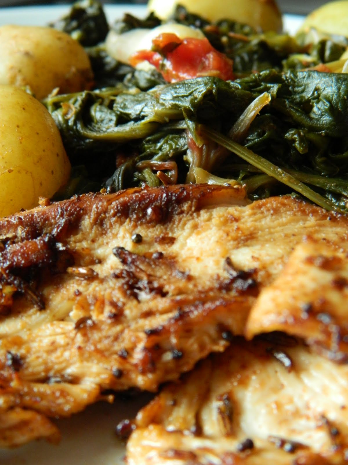 Lemon Love Notes: Jeera Chicken with Chunky Baby Potatoes, Spinach ...