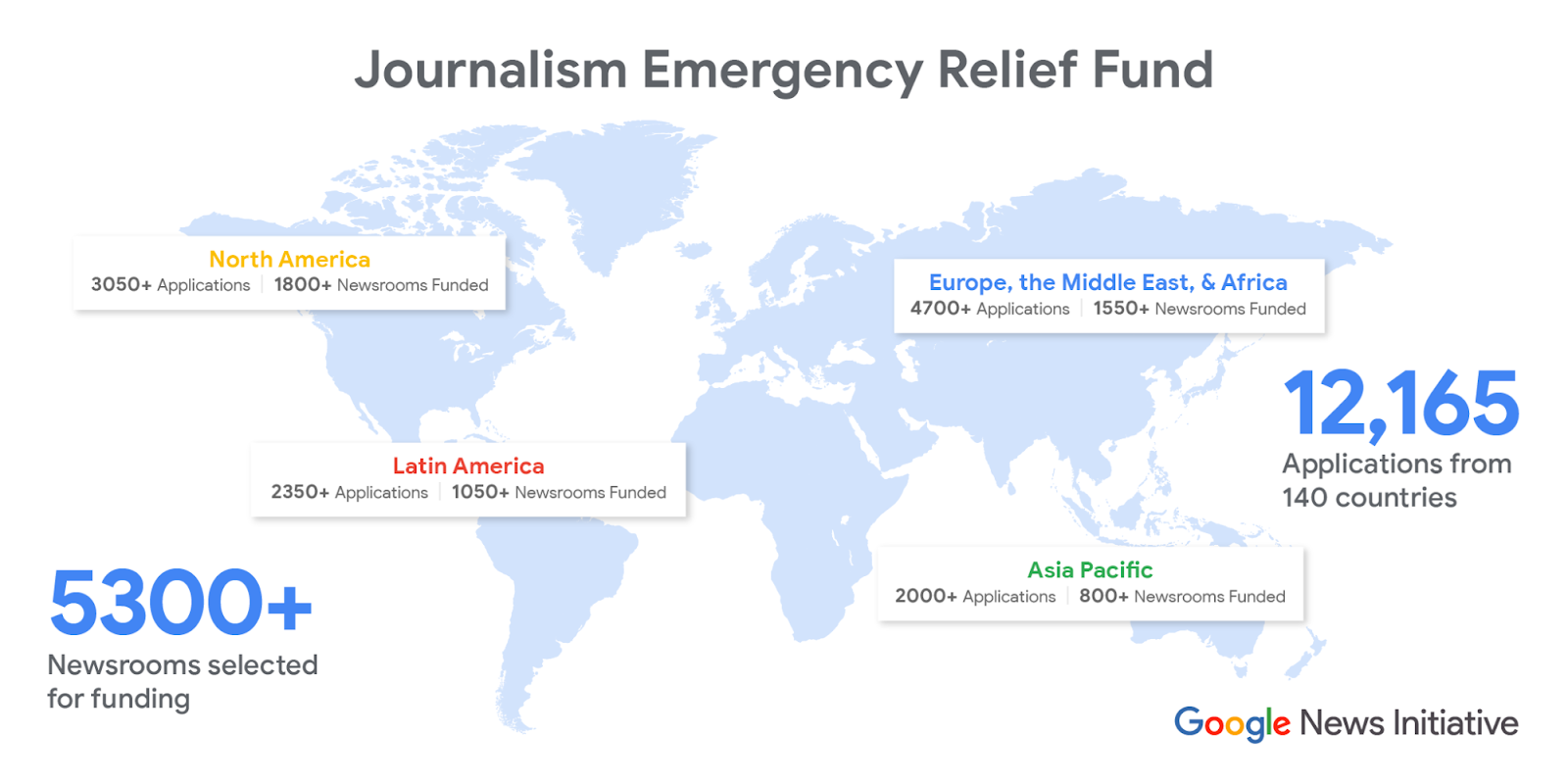 Kaart van de Newsroom die over de hele wereld is opgericht.