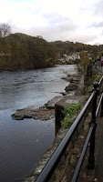 River Dee looking towards the bridge A view of the River Dee looking towards the bridge and rapids.