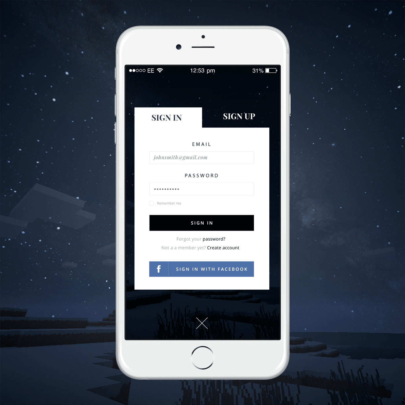 Night Background Creative Login Page Design Idea Night Background Creative Login Page Design Idea