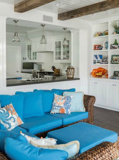 Wicker Sofa Coastal Living Room Idea