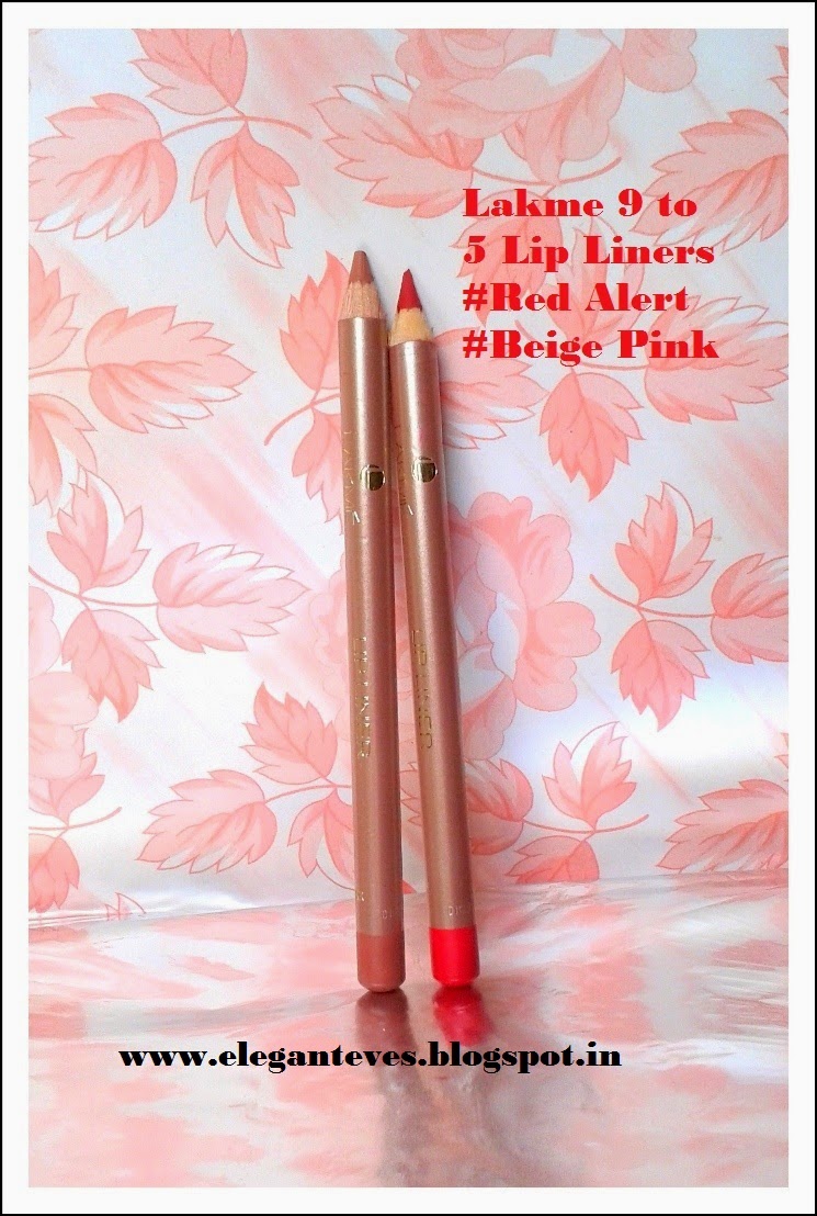 Lakme 9 to 5 Lip liners in Beige Pink and Red Alert
