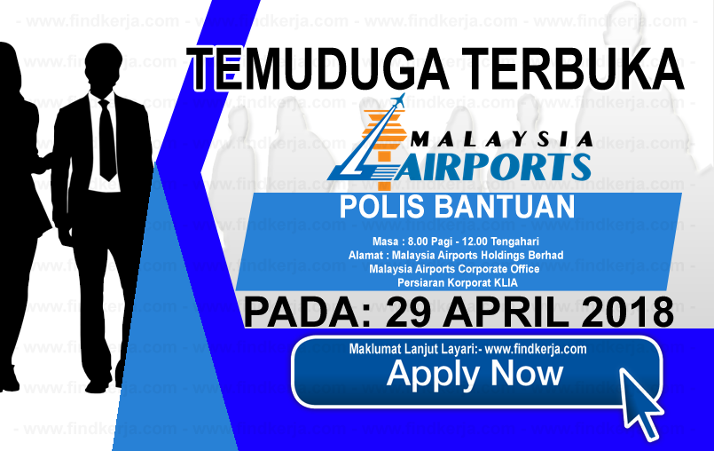 Jawatan Kerja Kosong MAHB - Malaysia Airports Holdings Berhad logo www.findkerja.com april 2018