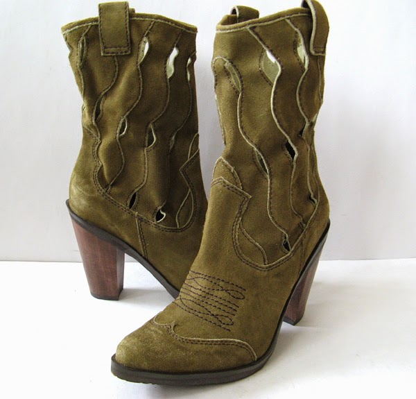 BIVIEL BOOTS GREEN SUEDE COWBOY BOOTS WOMENS SIZE 7