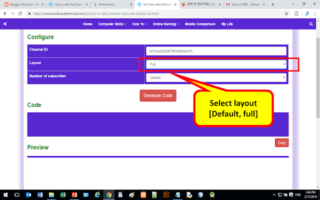 How to add YouTube subscribe button on your Blog