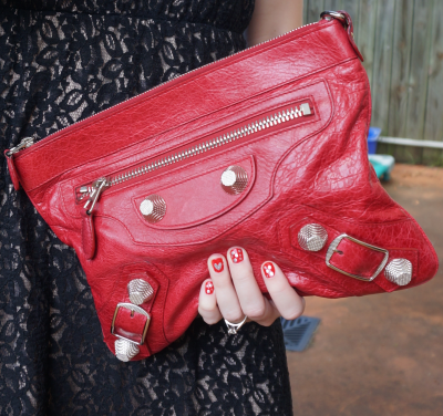 balenciaga red clutch